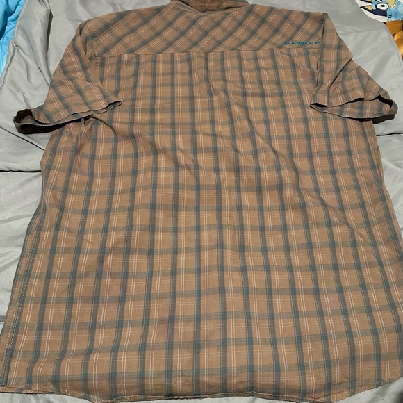 Oakley, Button-Up Shirt, Size L/G, Tan & Blue/White stripes - Picture 4 of 5